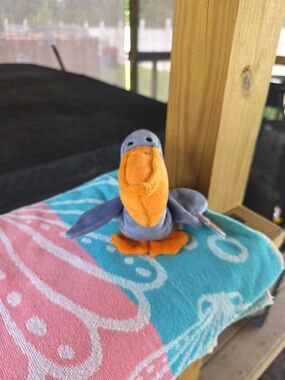 Ty Beanie Baby Gray and Orange Plush Bird Toy for Pets